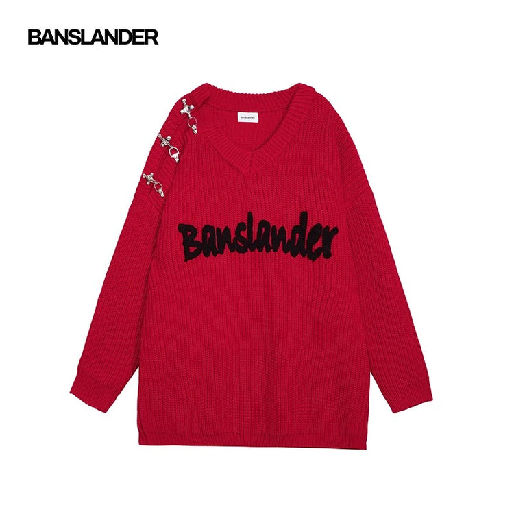 Metal Buckles Logo Sweater
