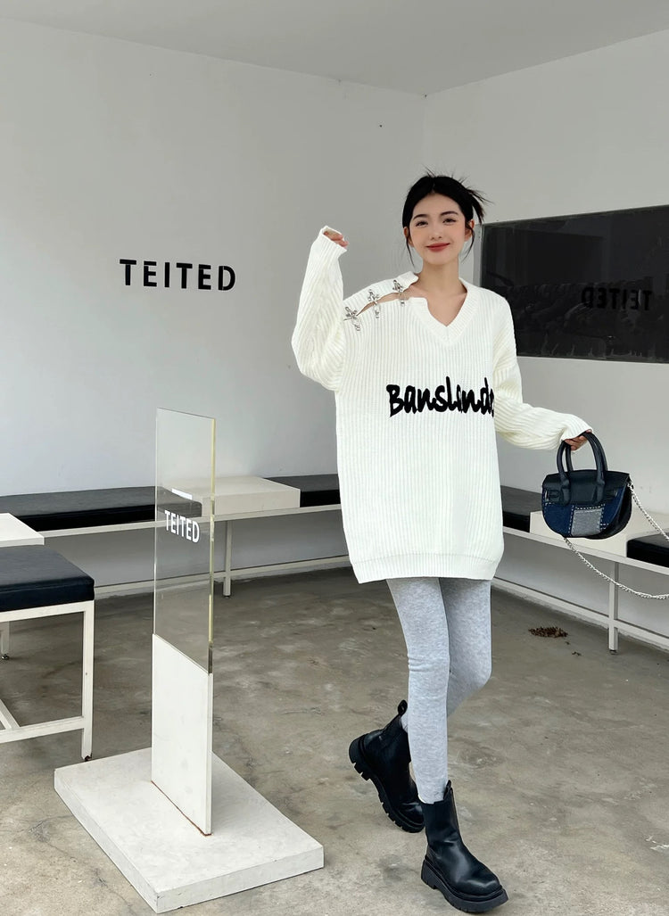 Metal Buckles Logo Sweater