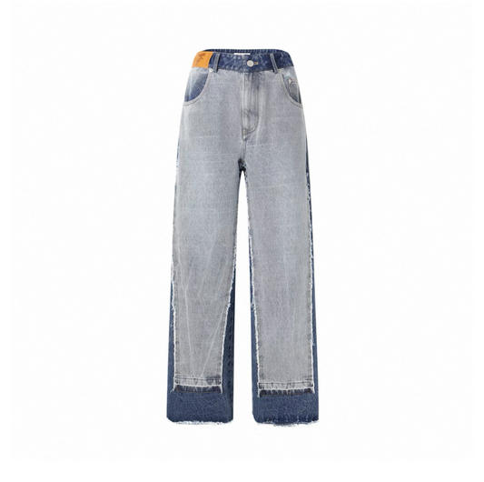 Paneled Washed Raw Hem Pants
