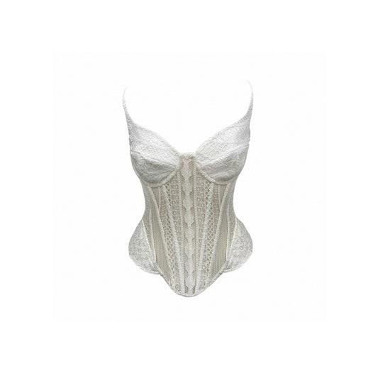 Vertical Stripe Lace Corset