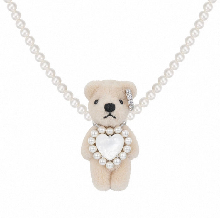 Paradise / Heart Shell Pearl Tassel Bear Necklace