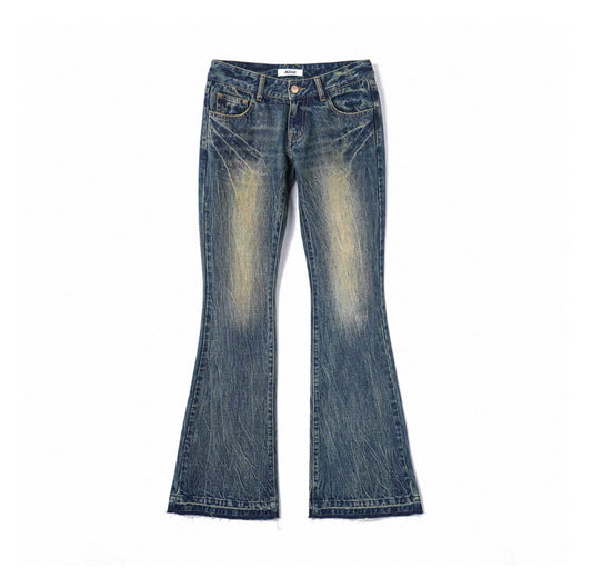 Gold Thread Embroidered Studded Flared Jeans