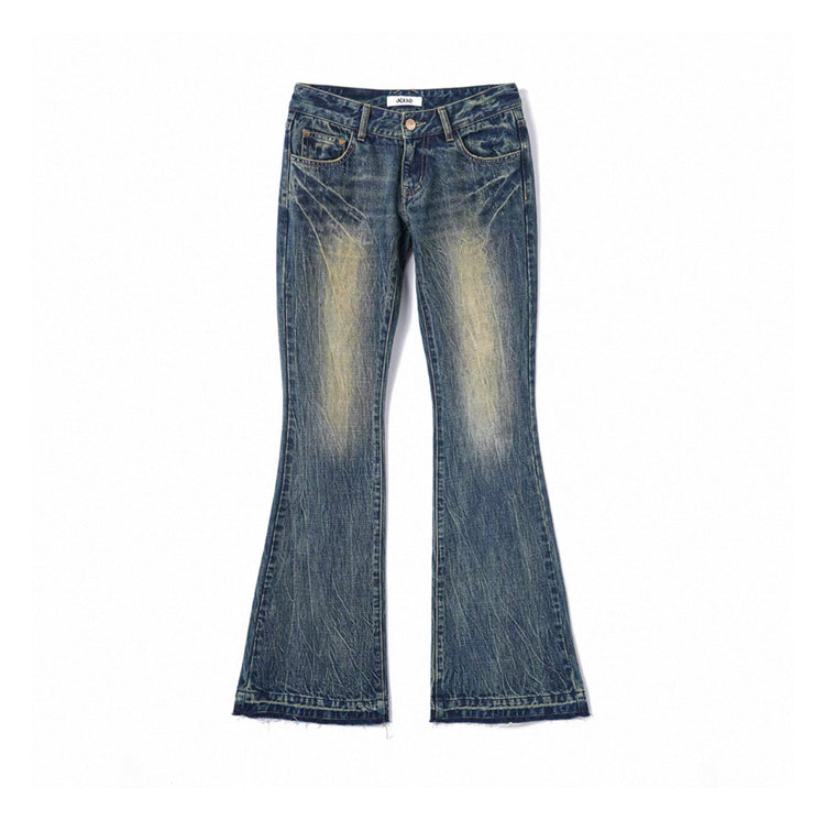 Gold Thread Embroidered Studded Flared Jeans