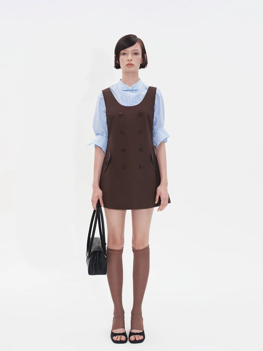 Double-breasted Oversized Babydoll Dress