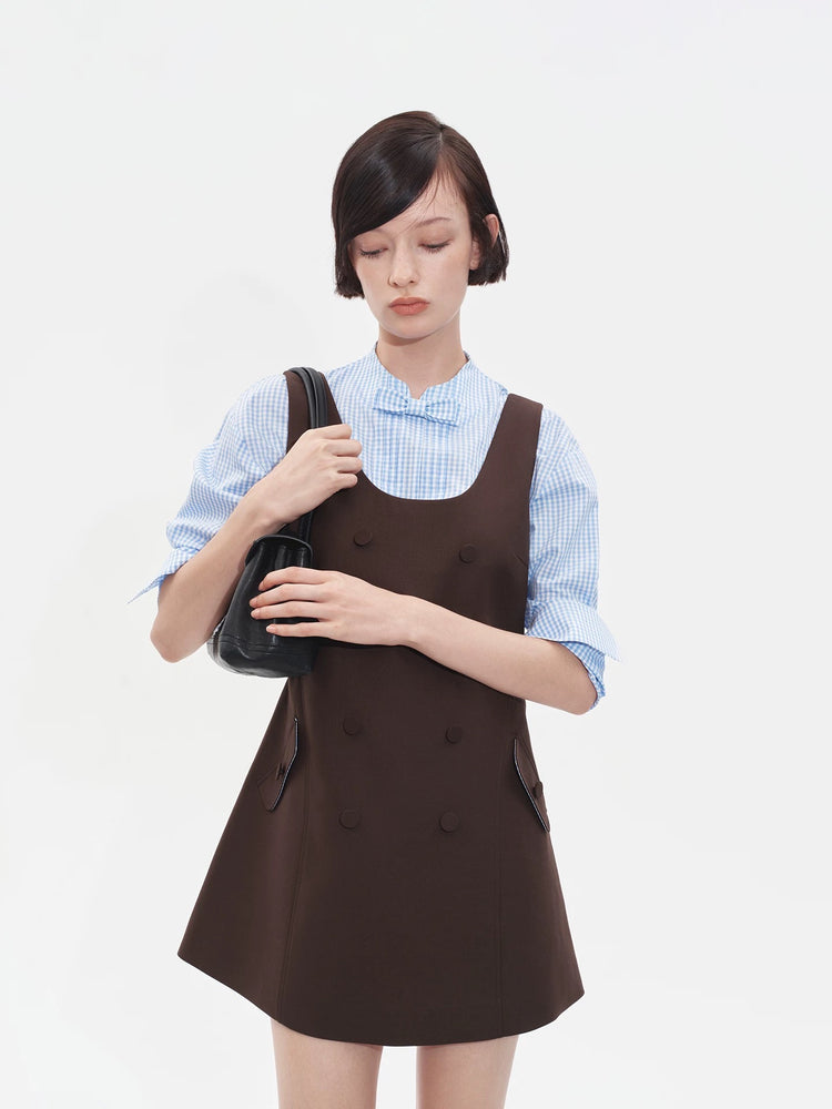 Double-breasted Oversized Babydoll Dress