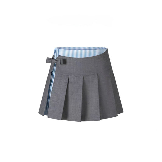 Plaid Patchwork Pleated Skirt