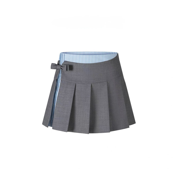 Plaid Patchwork Pleated Skirt