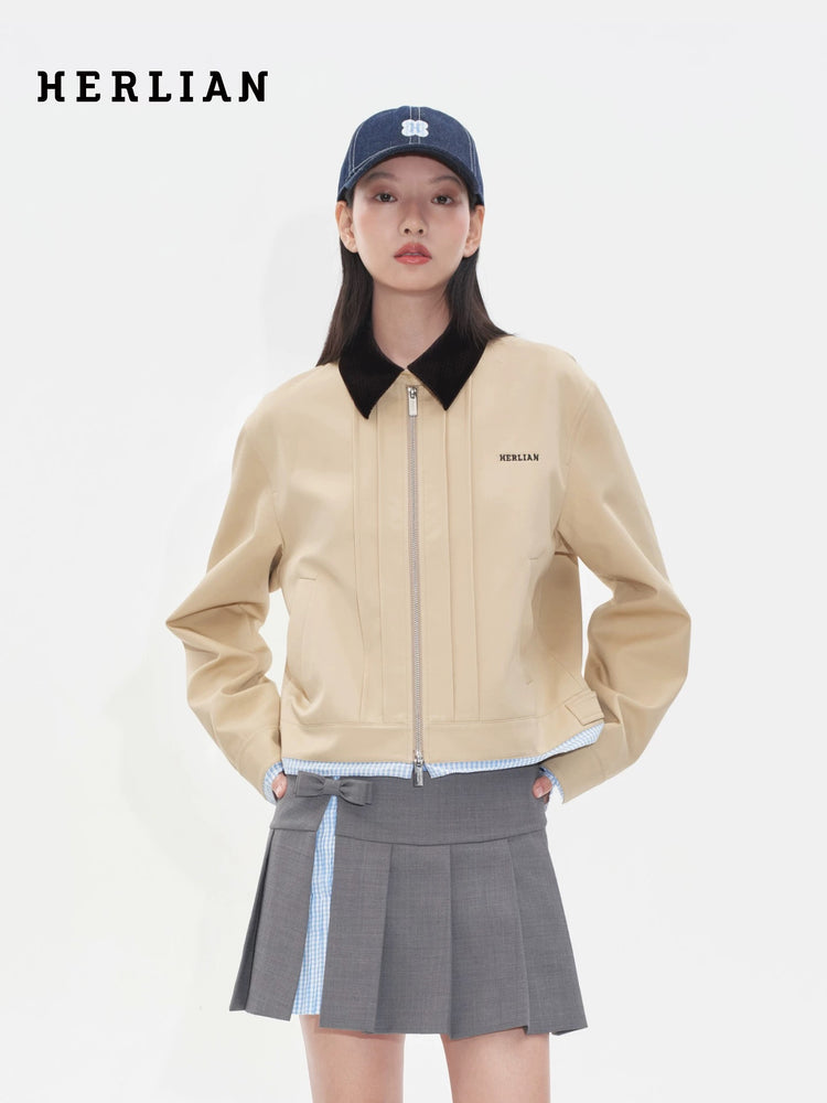 Color-block Patchwork Lapel Utility Jacket