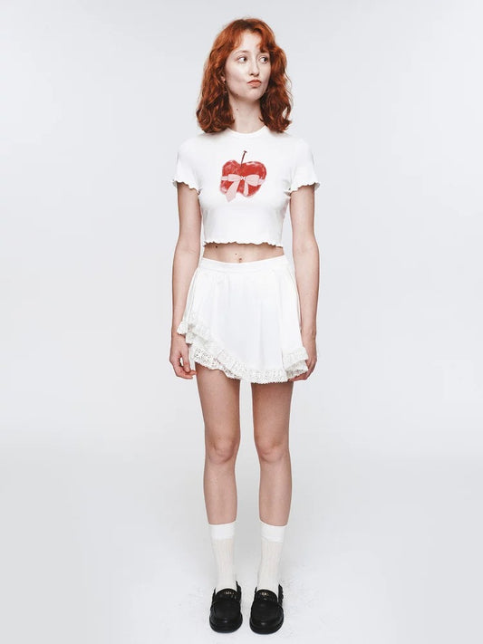 Irregular Hem Lace Tiered Skirt
