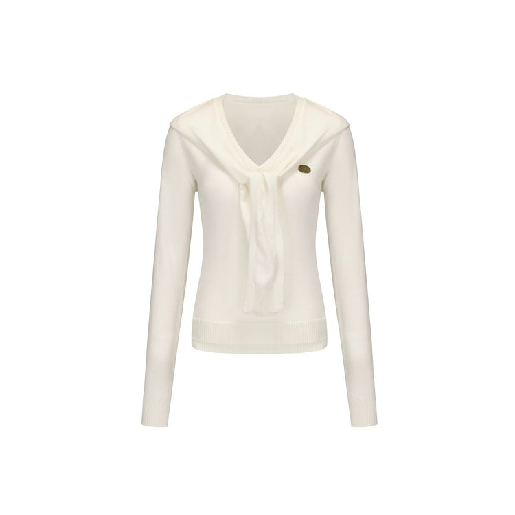 Cape-Layered Two-in-One Knit Sweater