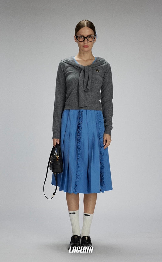 Cape-Layered Two-in-One Knit Sweater