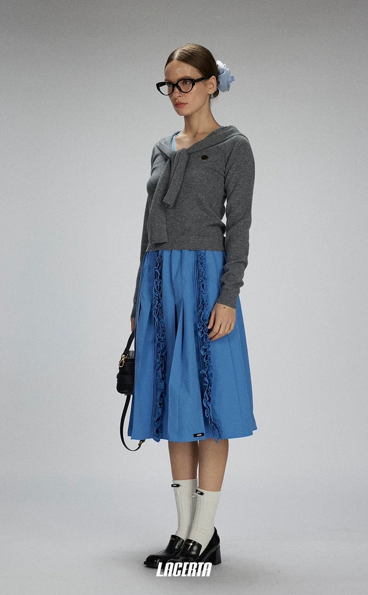 Cape-Layered Two-in-One Knit Sweater