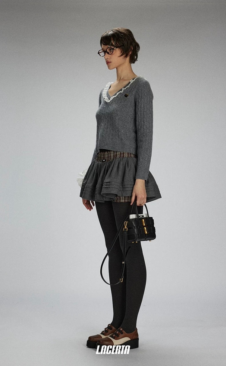 Plaid Patchwork Classic Puff Skirt