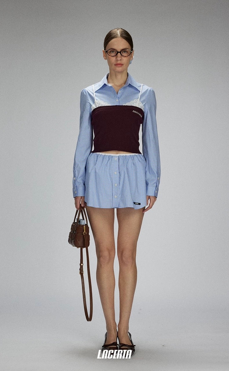 Plaid Deconstructed Mini Skirt