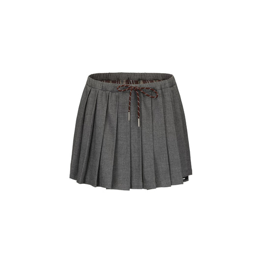 Casual Drawstring Pleated Skirt