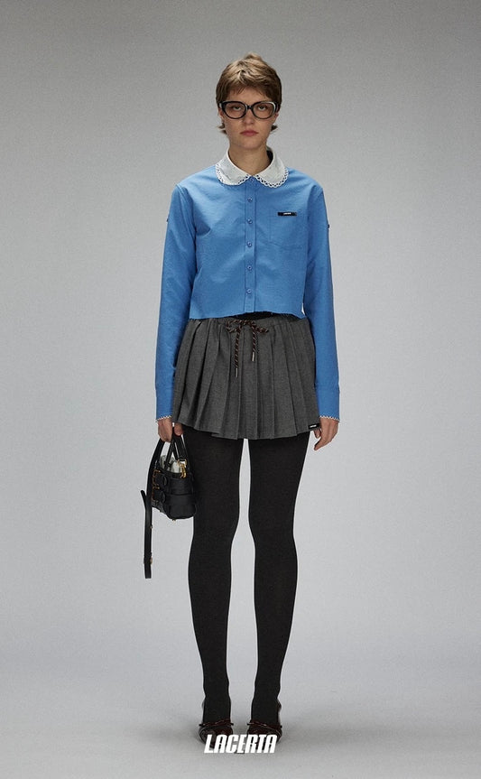 Casual Drawstring Pleated Skirt