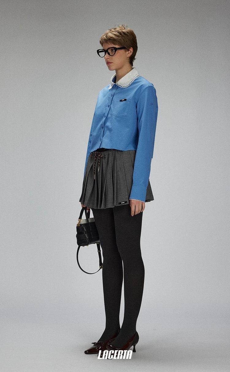Casual Drawstring Pleated Skirt