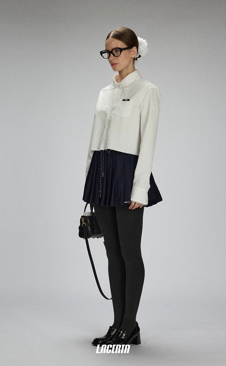 Casual Drawstring Pleated Skirt