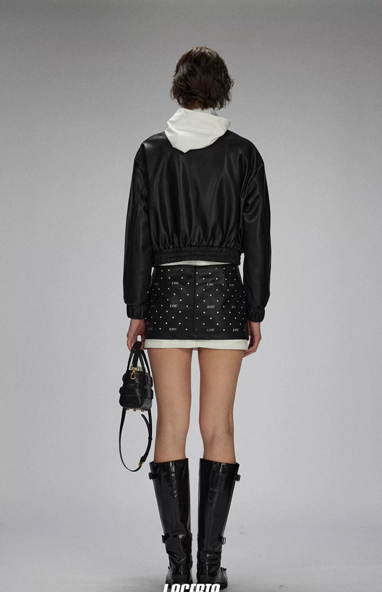 Protein Leather Bow Tie-Up Jacket