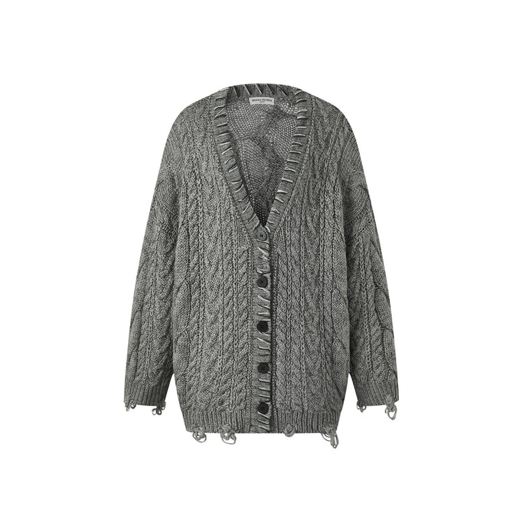 Hand-Stitched Loose Cardigan