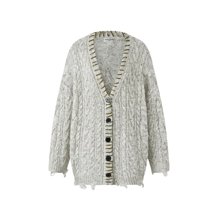 Hand-Stitched Loose Cardigan