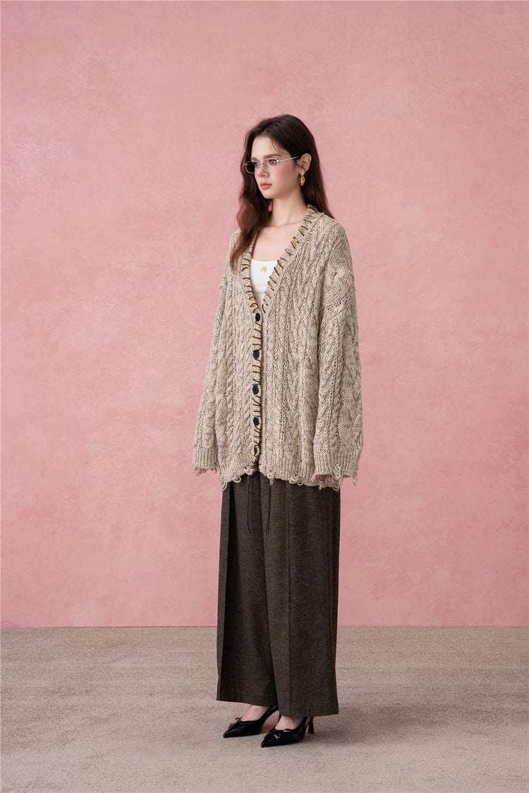 Hand-Stitched Loose Cardigan