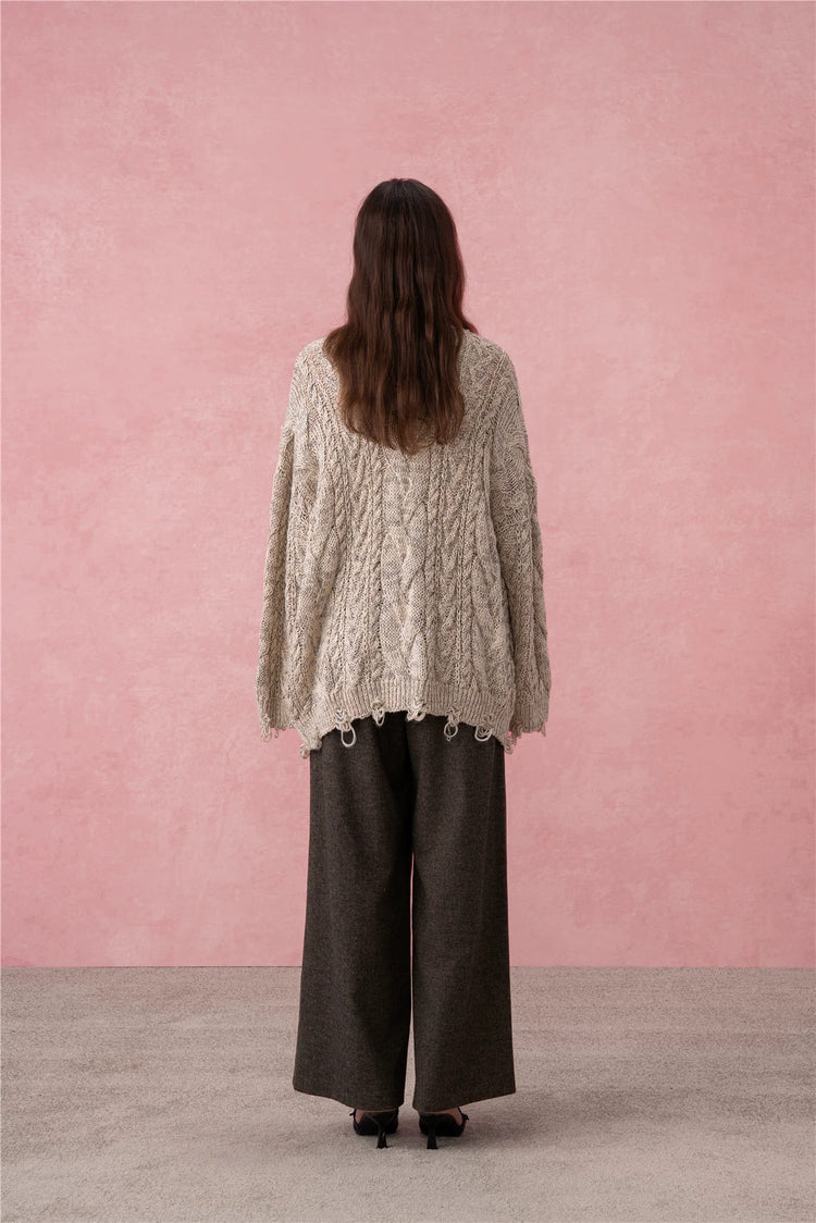 Hand-Stitched Loose Cardigan