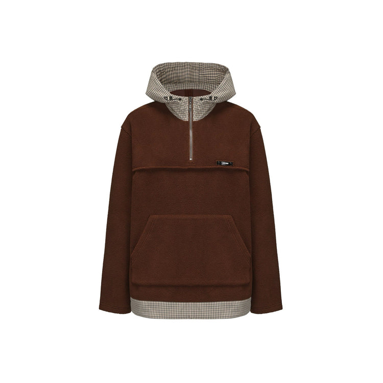 Fleece Plaid Hoodie