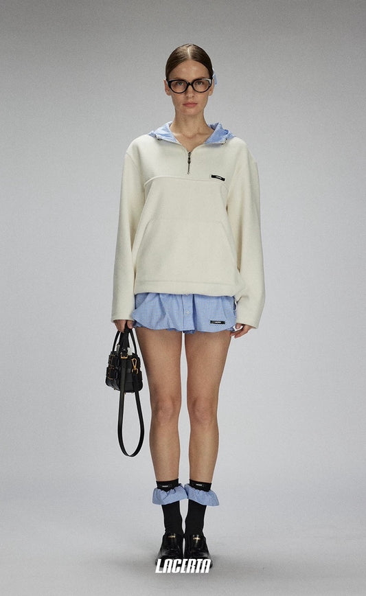 Fleece Plaid Hoodie