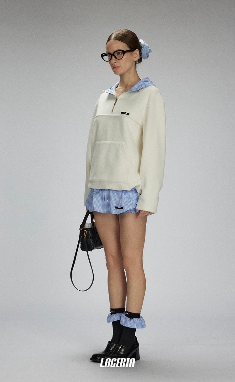 Fleece Plaid Hoodie
