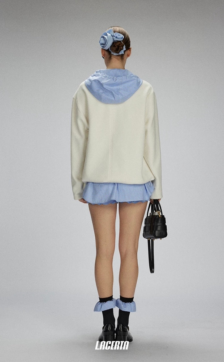 Fleece Plaid Hoodie