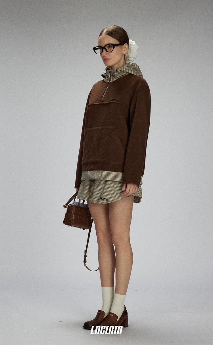 Fleece Plaid Hoodie