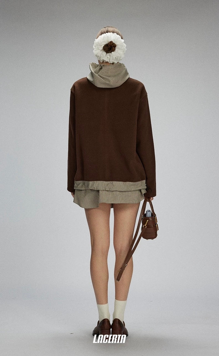 Fleece Plaid Hoodie