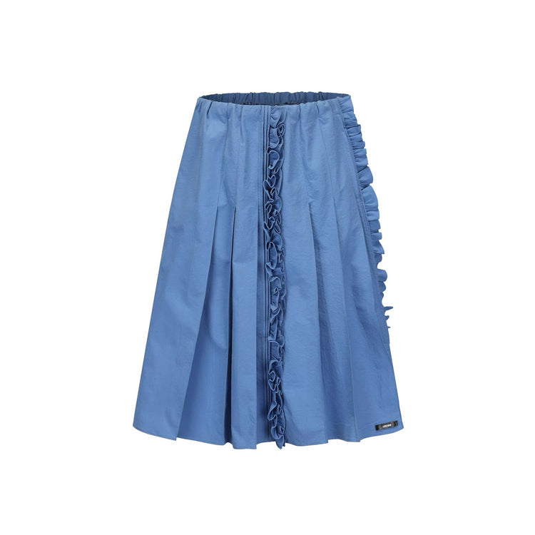 Irregular Ruffled Pleated Maxi Skirt