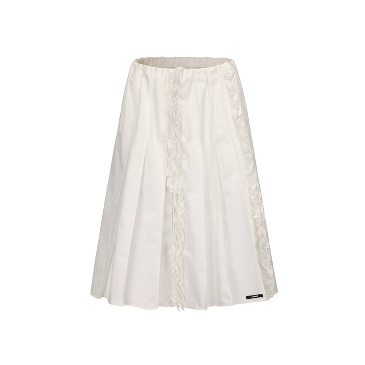 Irregular Ruffled Pleated Maxi Skirt
