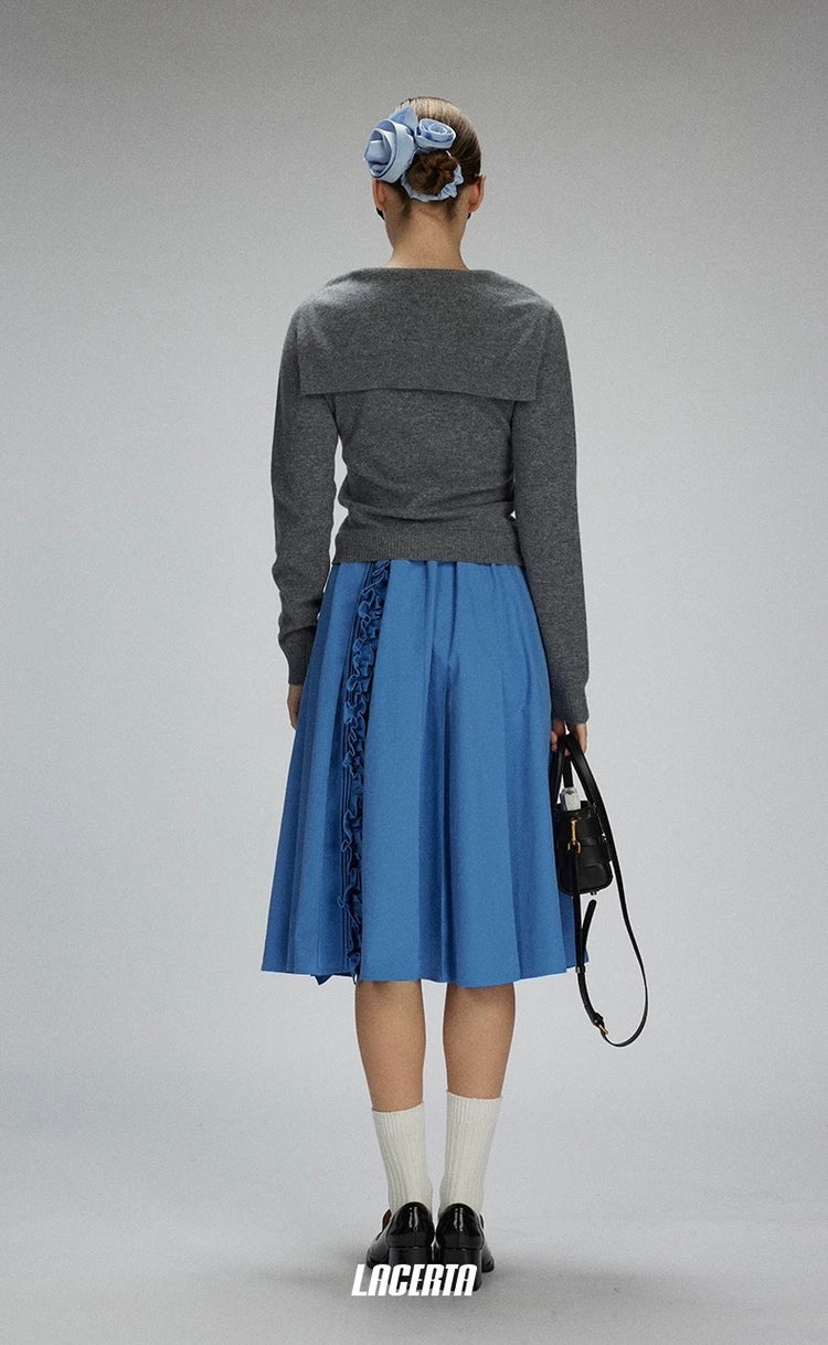 Irregular Ruffled Pleated Maxi Skirt