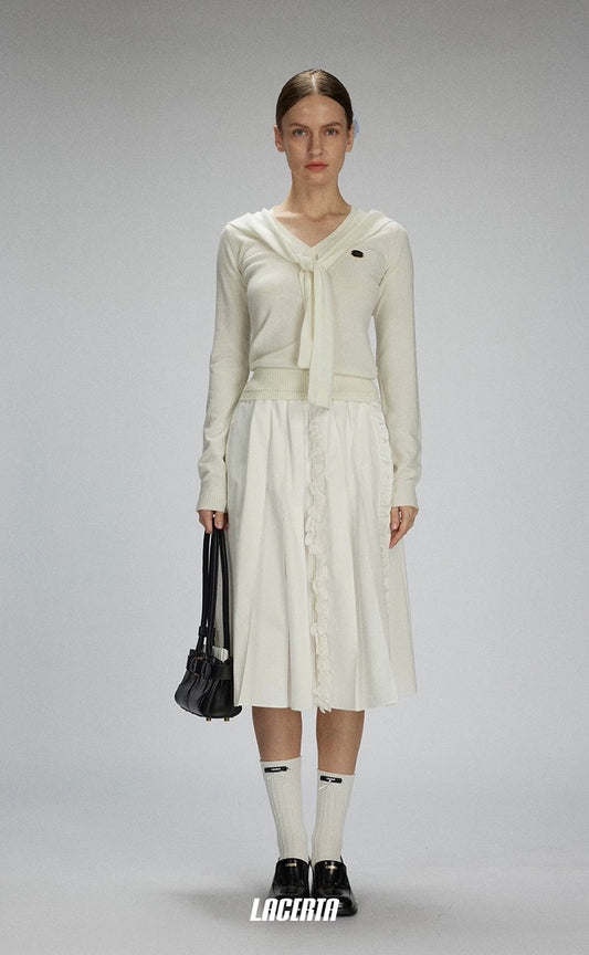 Irregular Ruffled Pleated Maxi Skirt