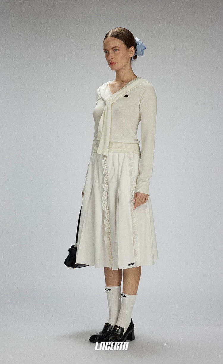 Irregular Ruffled Pleated Maxi Skirt