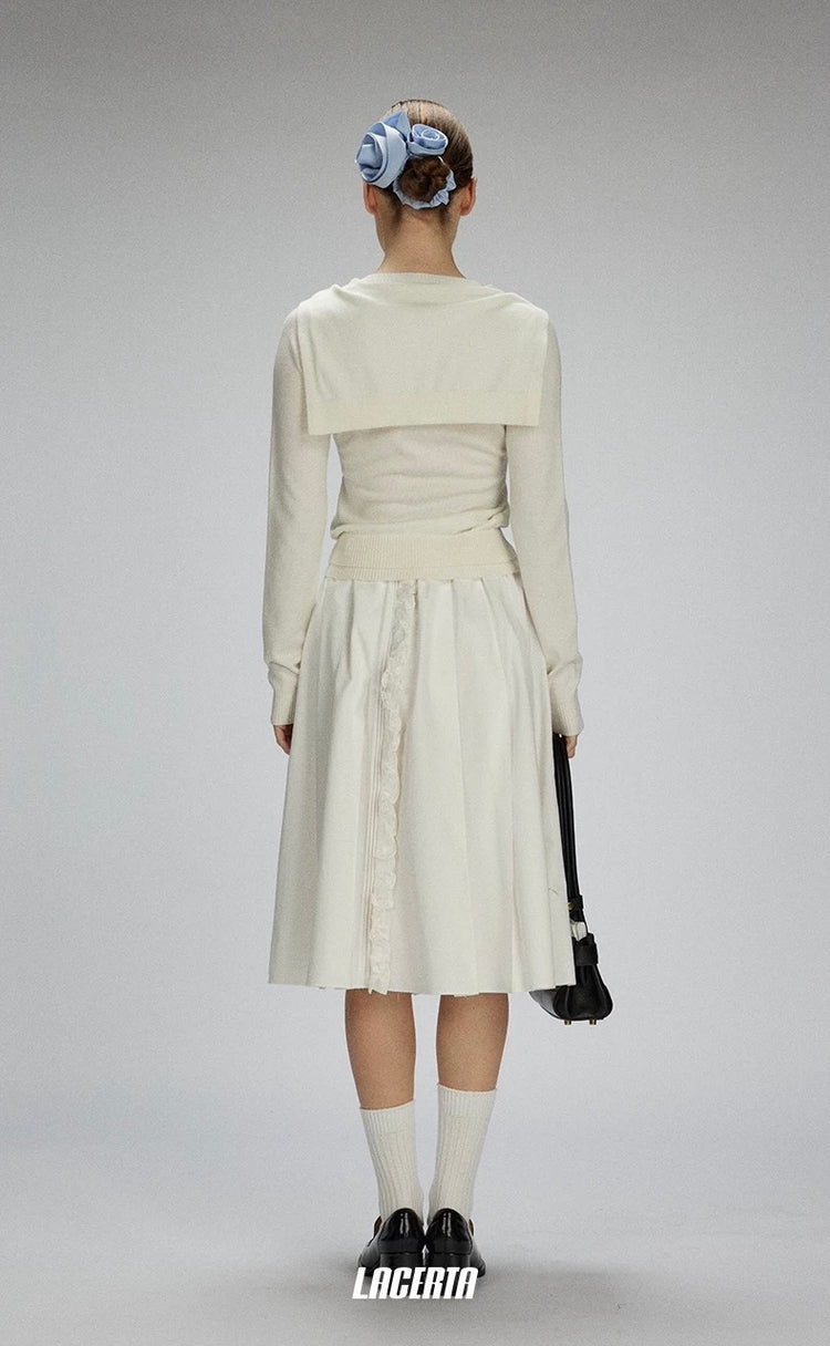 Irregular Ruffled Pleated Maxi Skirt