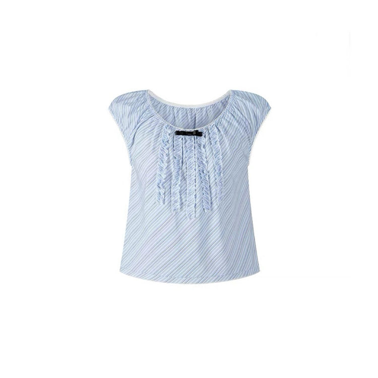 Nautical Stripe Puff-Sleeve Tank Top
