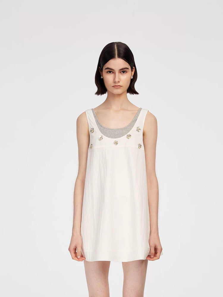 Faux Two-Piece Beaded Strap Dress