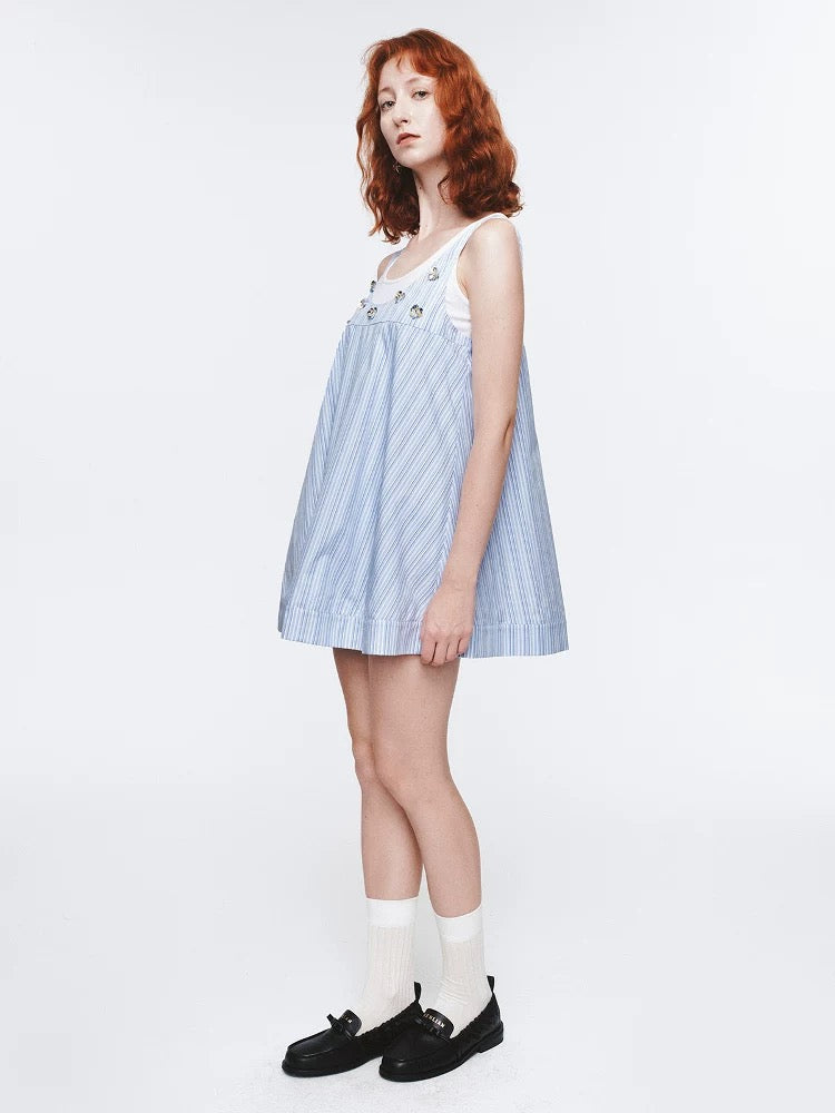 Faux Two-Piece Beaded Strap Dress
