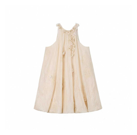 Three-dimensional Floral Sleeveless Bubble Dress