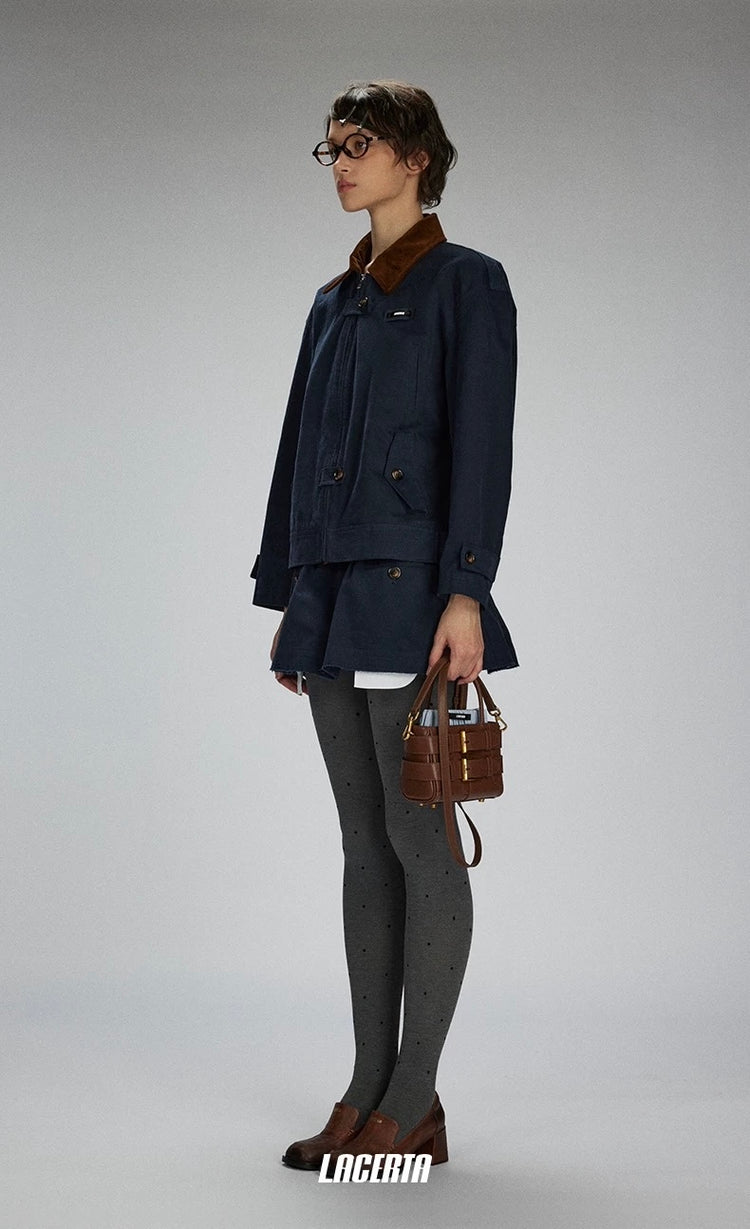 Contrast Panel Collar Utility Jacket