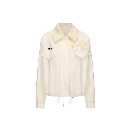 Raw Edges Flower Drawstring Cropped Jacket