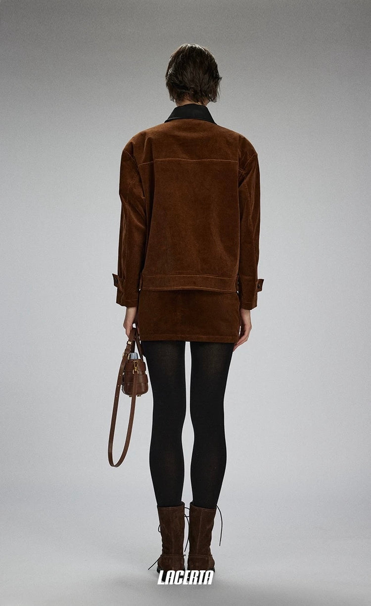 Contrast Panel Collar Utility Jacket