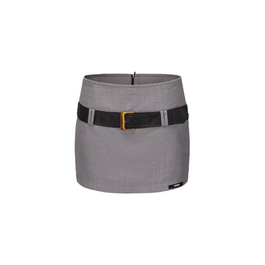 Faux Belt Fitted Mini Skirt