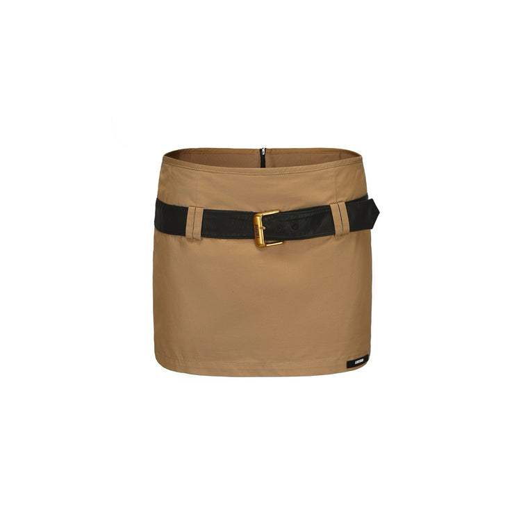 Faux Belt Fitted Mini Skirt