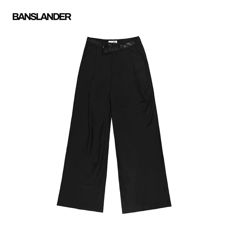 Asymmetric Rhinestone Tape Trousers