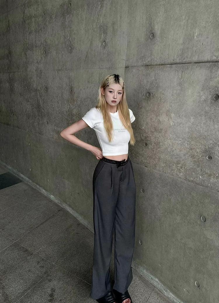 Asymmetric Rhinestone Tape Trousers